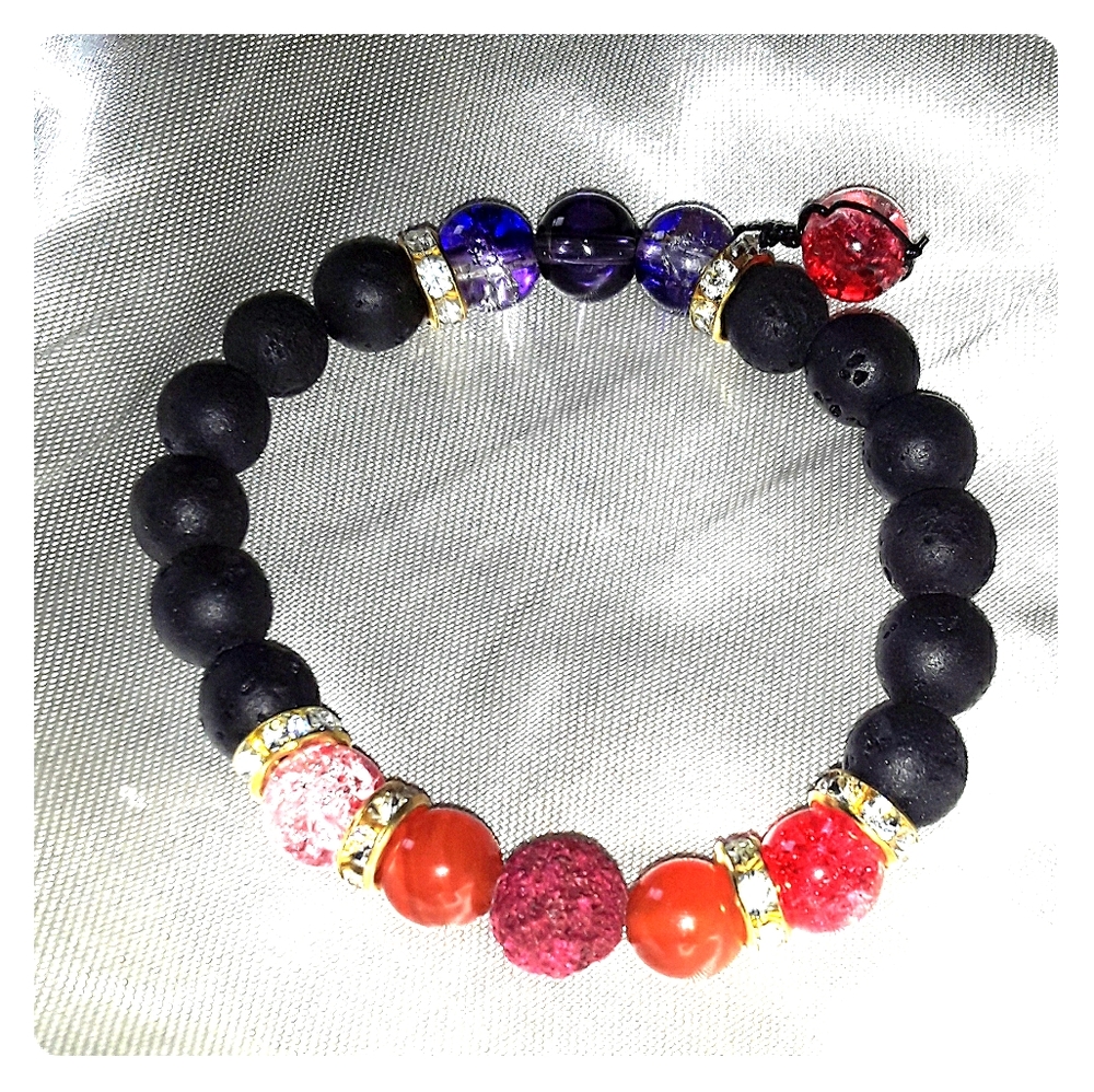 🔴Red Agate & Amethyst Natural Bead Bracelet